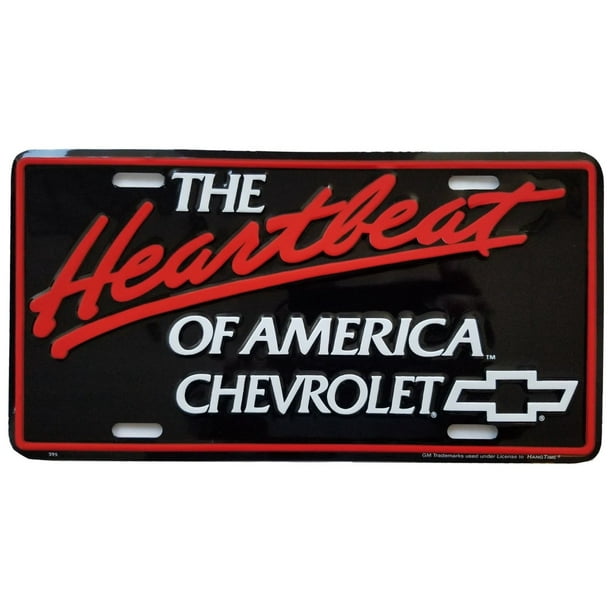 CHEVROLET THE HEARTBEAT OF AMERICA LICENSE PLATE METAL SIGN EMBOSSED CHEVY AUTO 